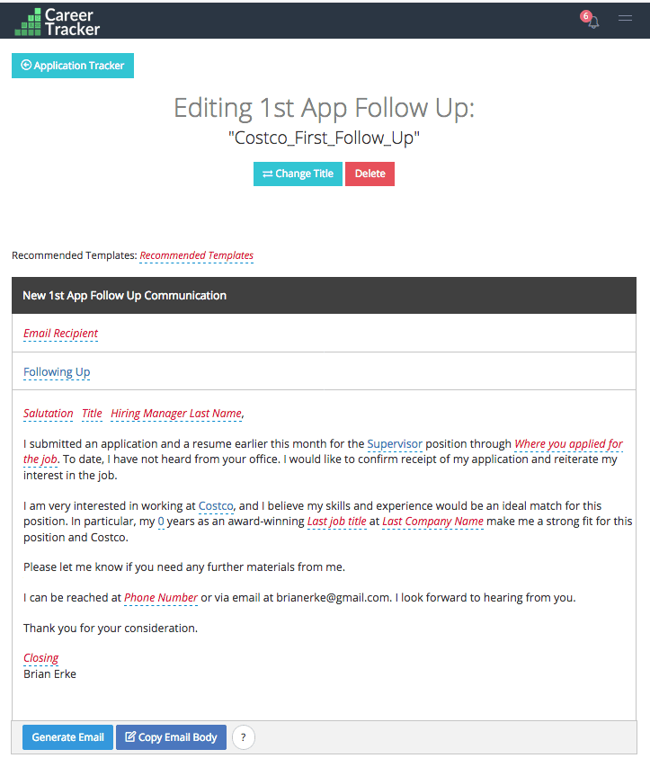Example Email Communication