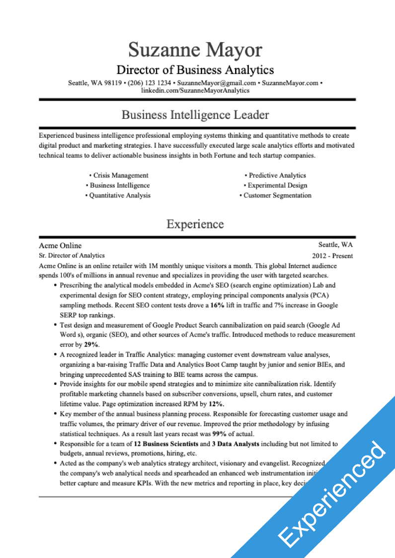 Experienced Template Thumbnail